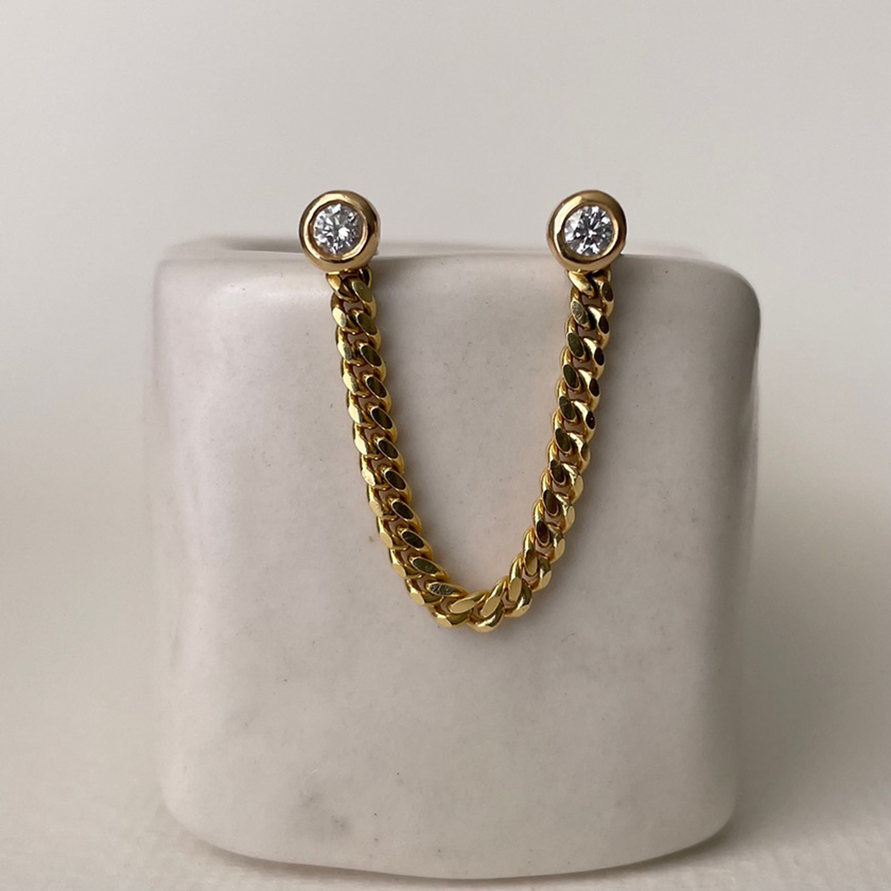Natalia Pas Jewelry Duo Diamond Earring In 18K Yellow Gold/White Diamonds