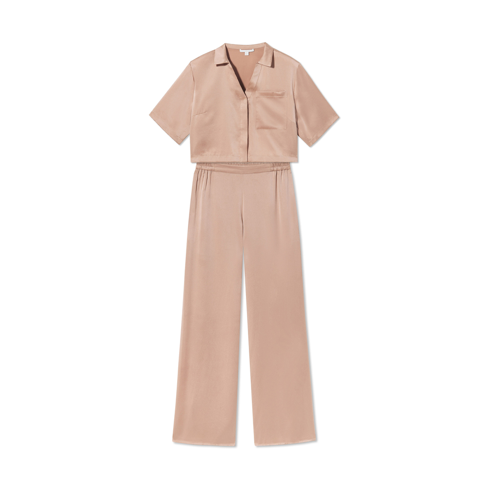 Shop Lunya Washable Silk High-rise Pants Set In Otium Tan