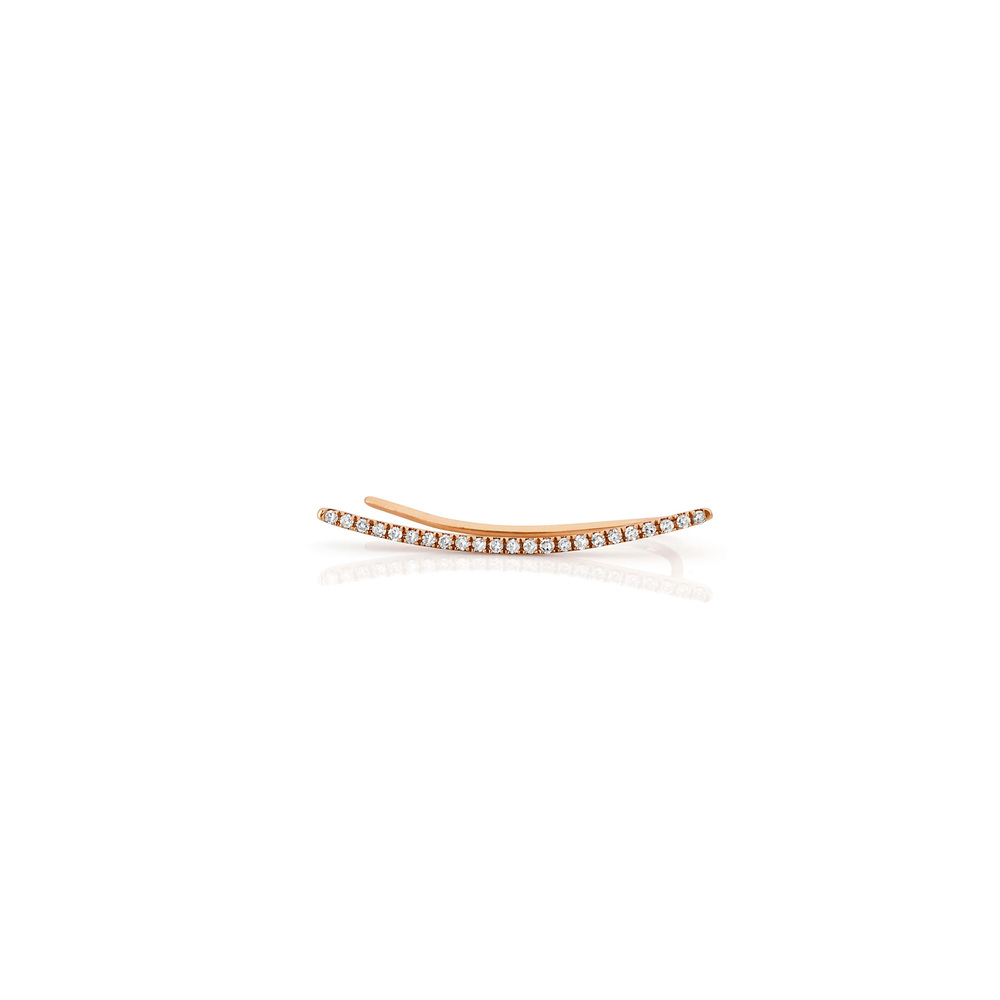 EF Collection Diamond Curved Bar Ear Cuff Earring In 14K Yellow Gold