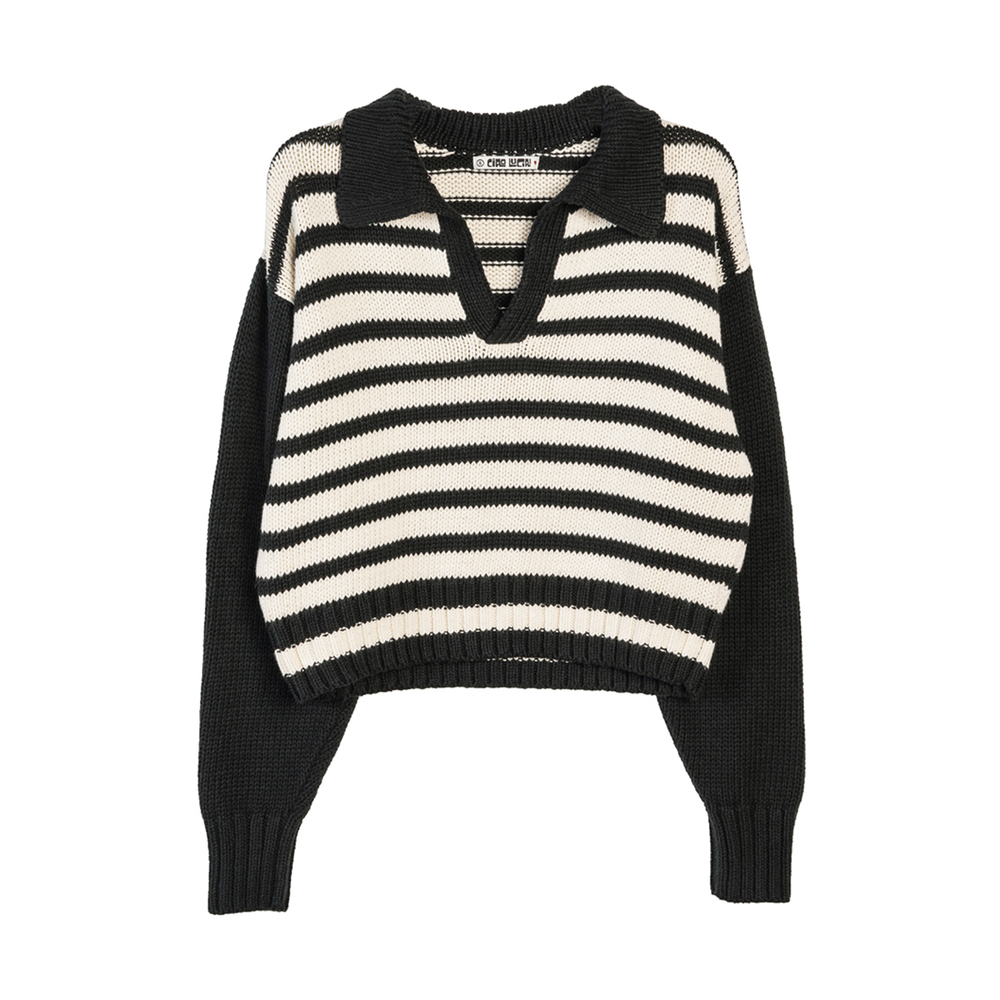 Shop Ciao Lucia Venezia Polo Block-stripe Sweater