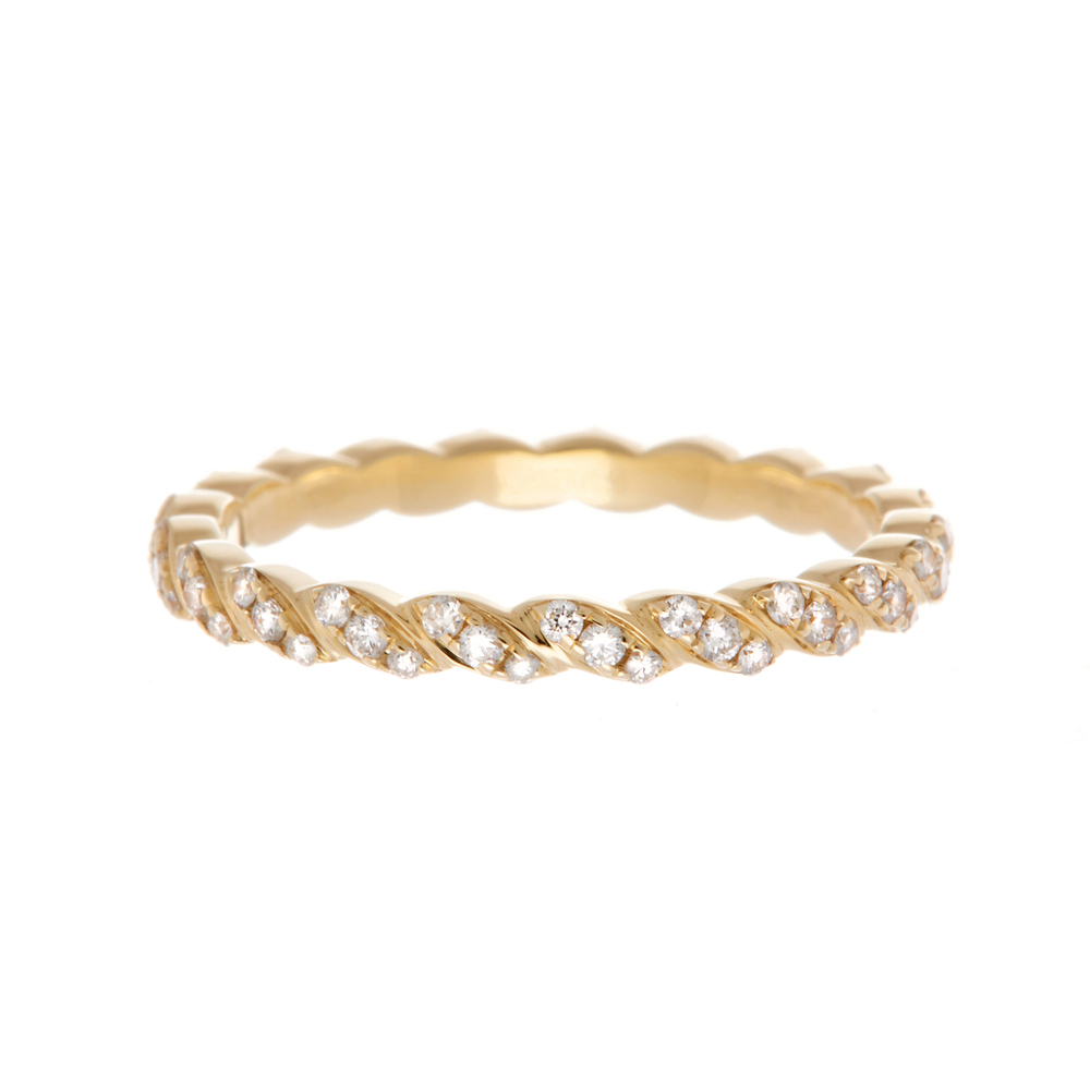 Ariel Gordon Pavé Twine Eternity Band In Yellow Gold/White Diamonds, Size 6