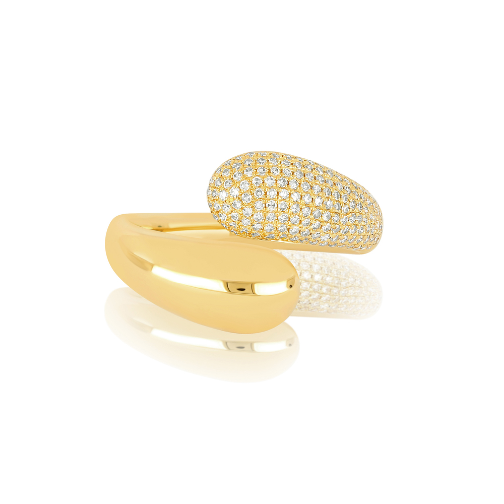 Ef Collection Double Dome Diamond Ring In 14k Yellow Gold