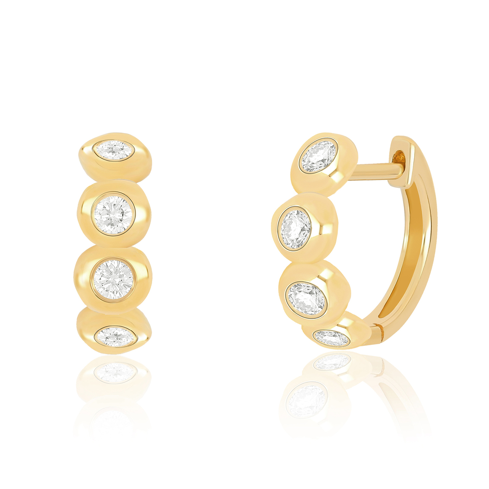 Ef Collection Diamond Pillow Huggie Earrings In 14k Yellow Gold