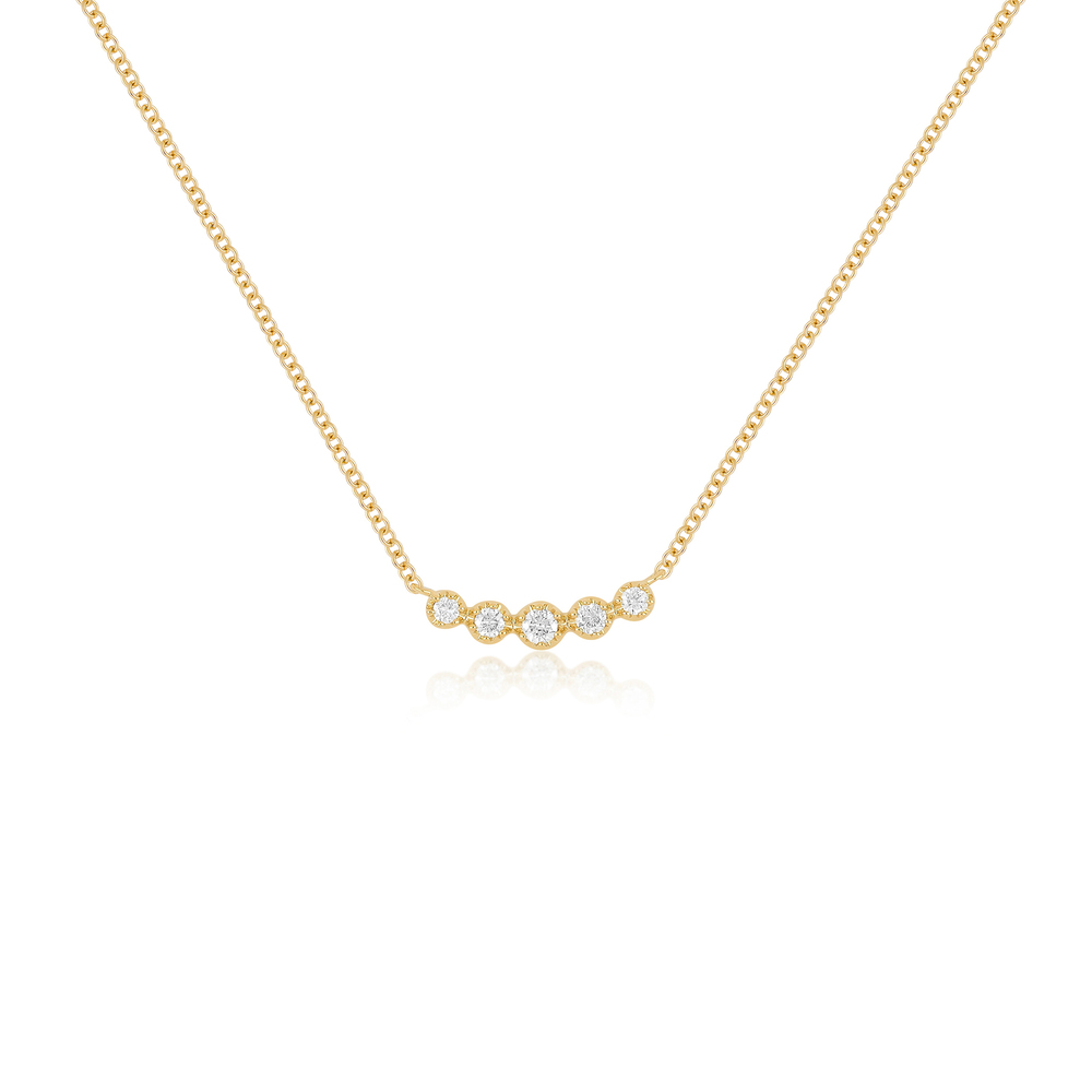 Ef Collection Diamond Crown Crescent Necklace In 14k Yellow Gold