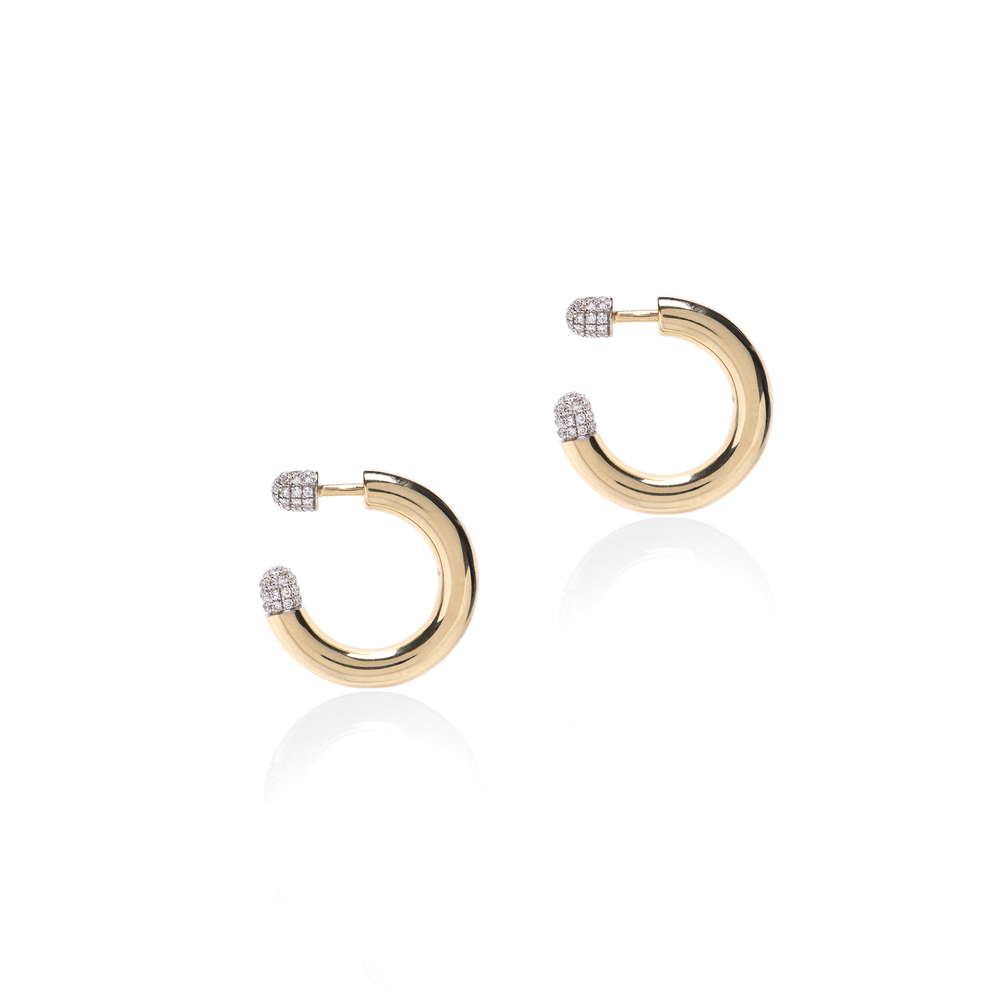 Rainbow K Small Tube Earrings In 9k Gold Earring,white Diamonds