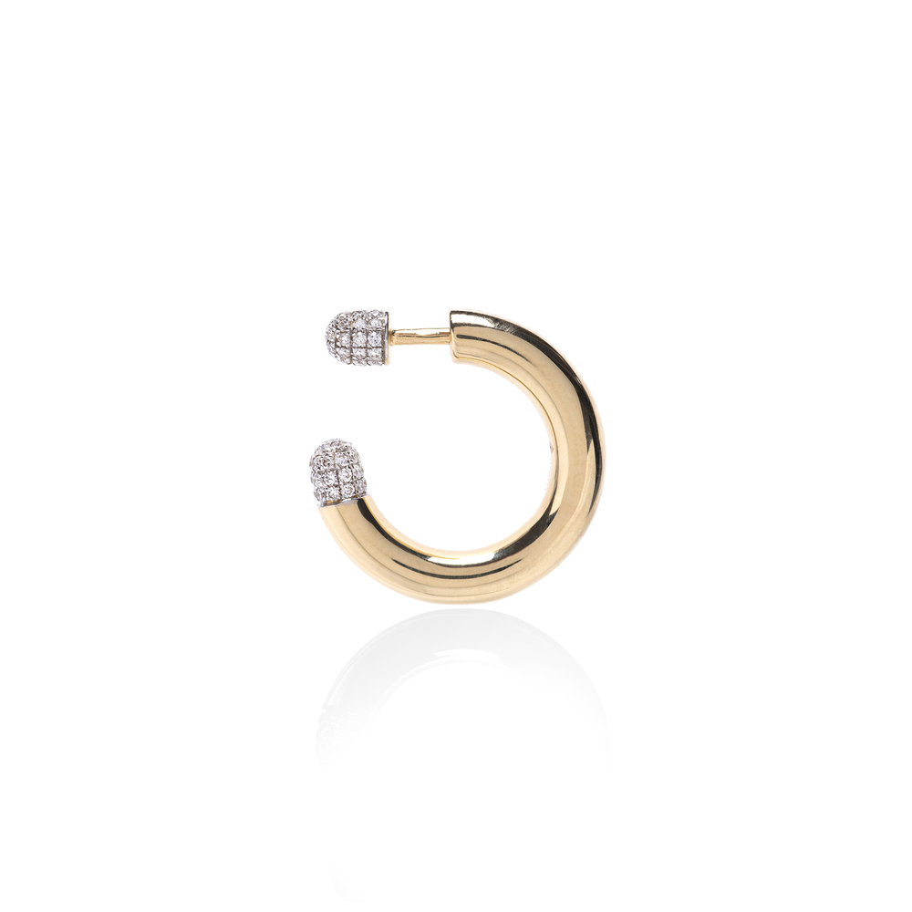 Rainbow K Small Tube Earrings In 9K Gold Earring/White Diamonds
