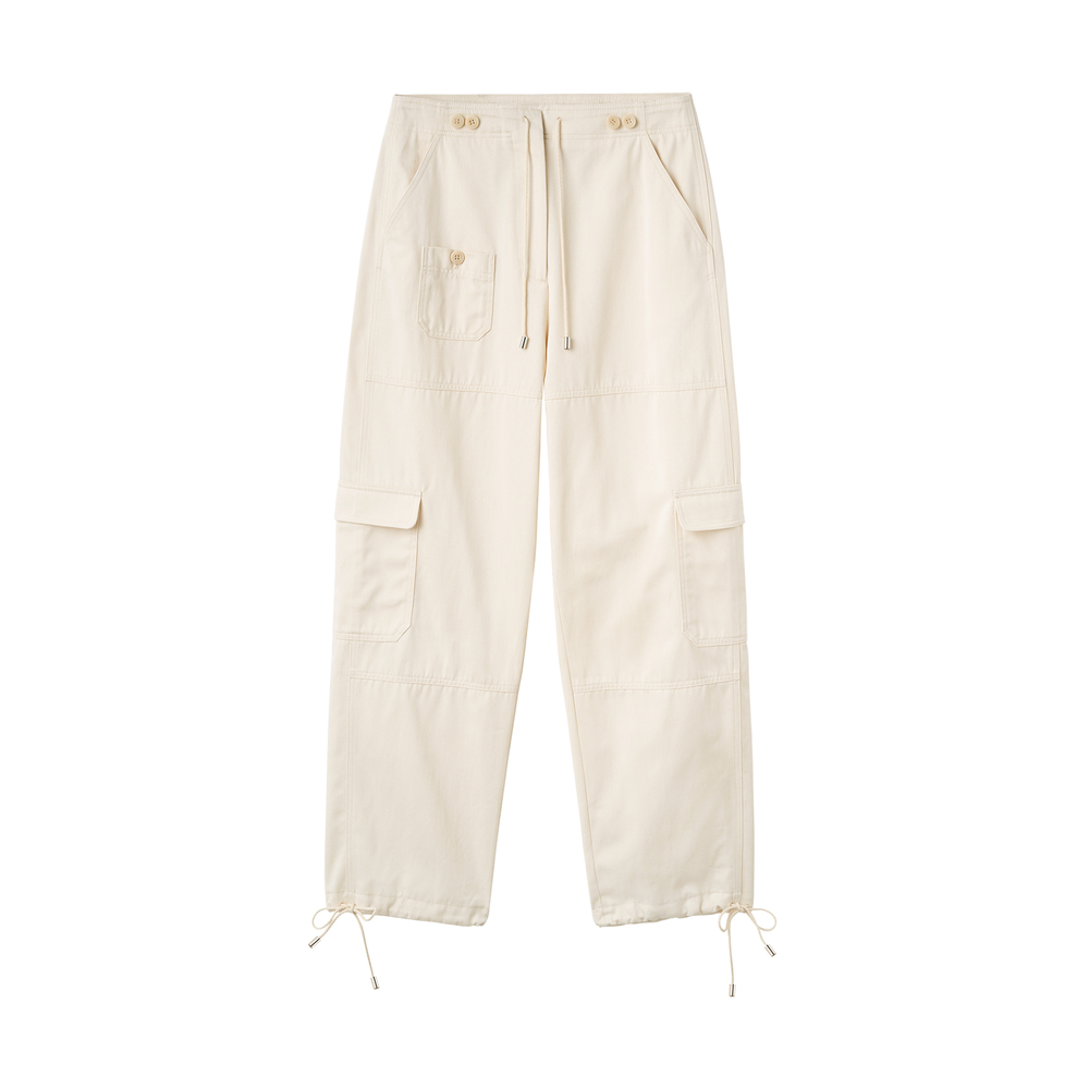 Toteme Cotton-Cargo Trousers In Ecru 120, Size FR 34