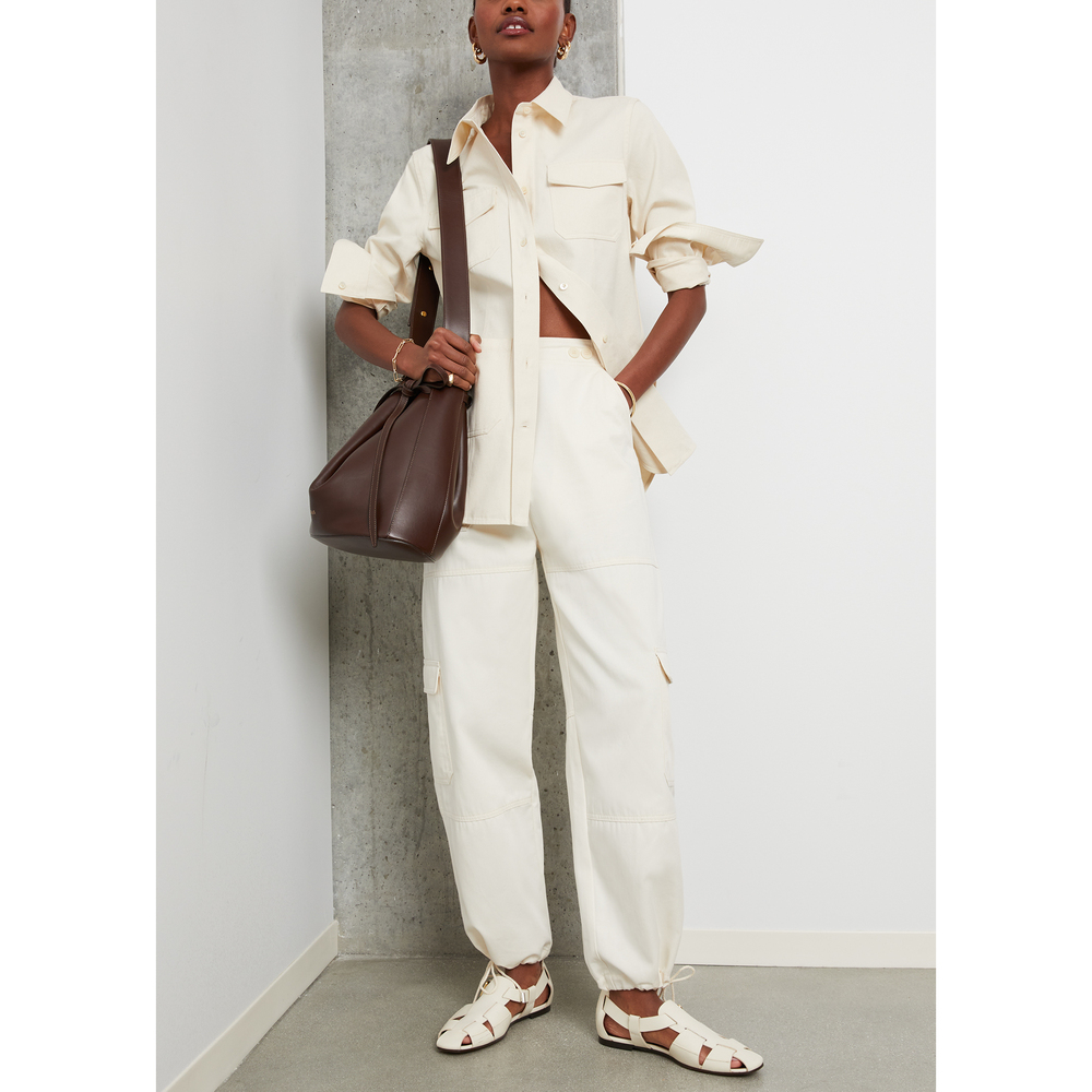 Toteme Cotton-Cargo Trousers In Ecru 120, Size FR 36