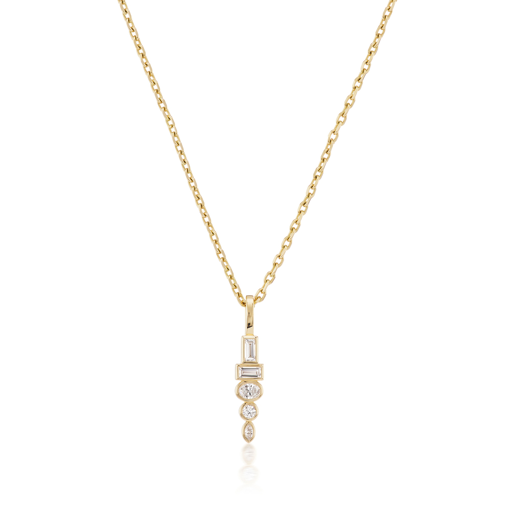 Sorellina Totem Pendant Necklace In 18k Yellow Gold,white Diamonds