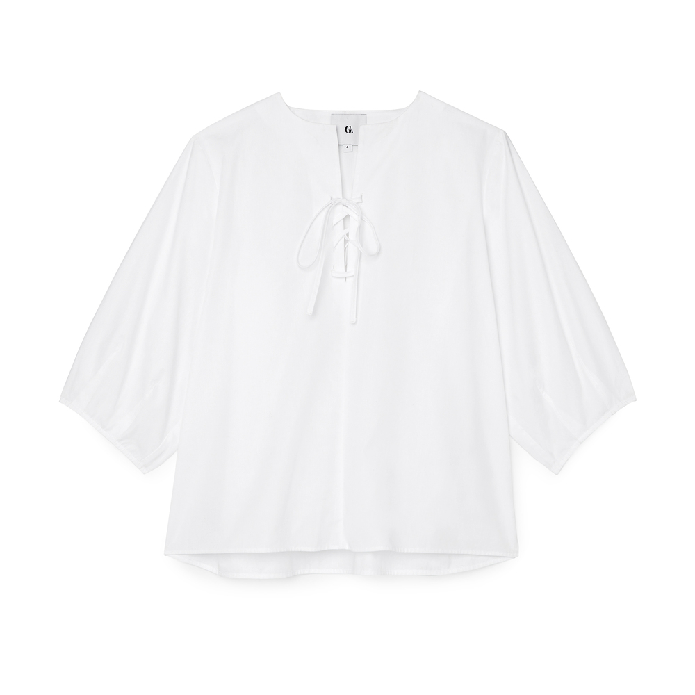 G. Label By Goop Noelle Lace-Up Top In White, Size 8