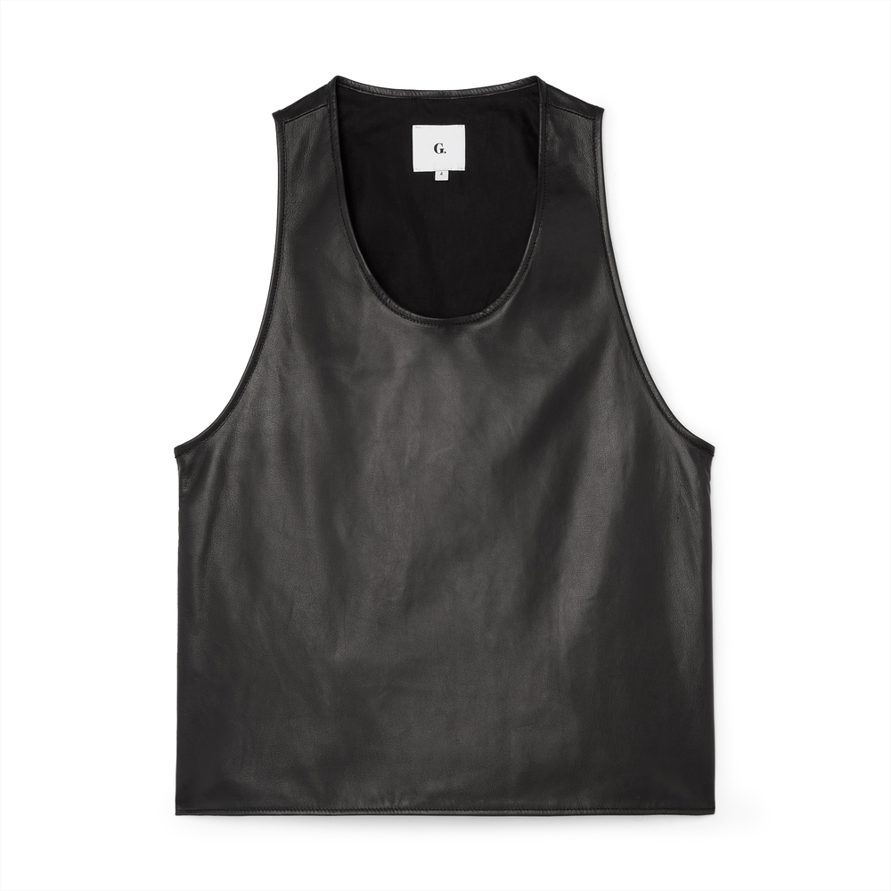 G. Label By Goop Kirkendoll Leather Tank Top In Black, Size 4