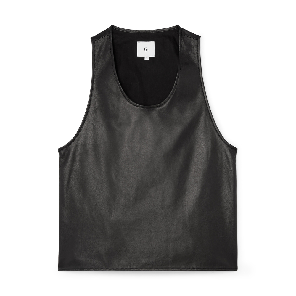 G. Label By Goop Kirkendoll Leather Tank Top In Black