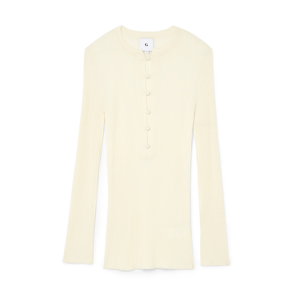 G. Label By Goop Barrera Fine-gauge Henley In Ivory