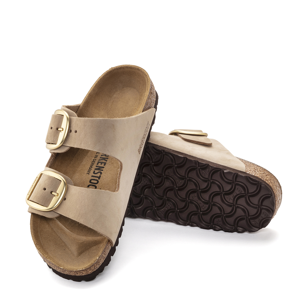 Birkenstock Arizona Big Buckle Sandal In Sandcastle Nubuck, Size IT 38