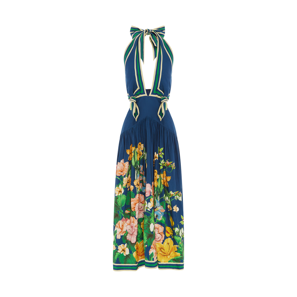 ALEMAIS LYLA HALTER MIDI DRESS