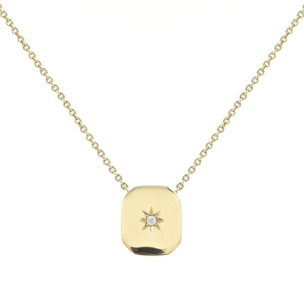 Bondeye Jewelry Shield Diamond Starburst Pendant Necklace In 14K Yellow Gold/White Diamonds
