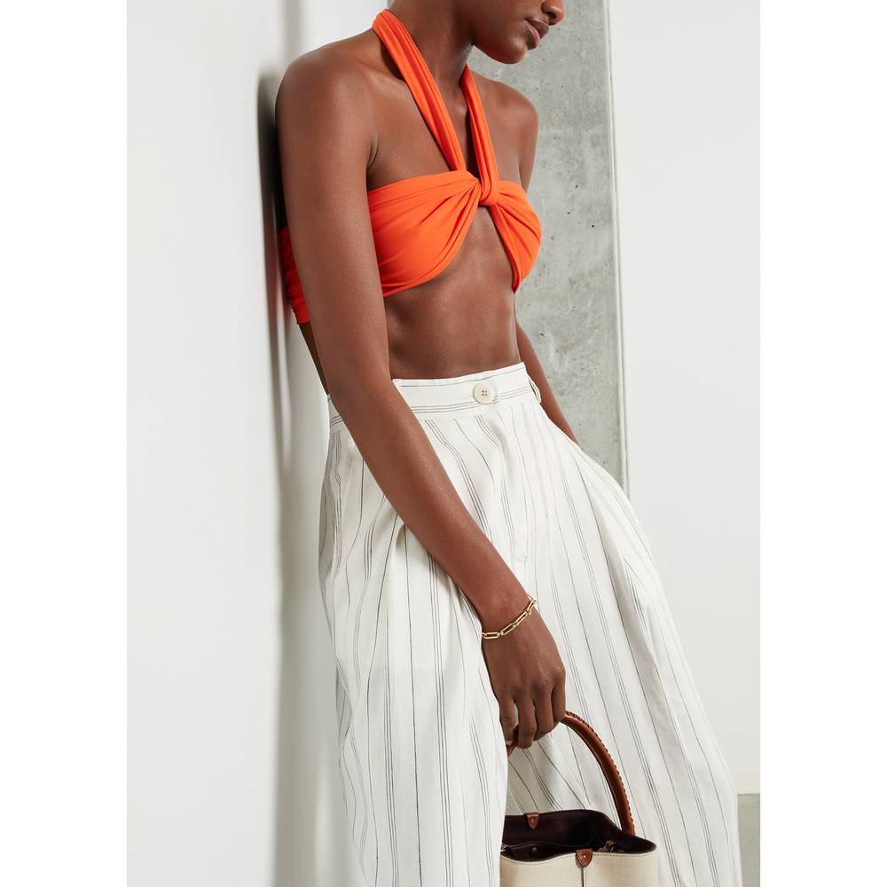 Sara Cristina Wrap-Top Bikini Top In Orange, Medium