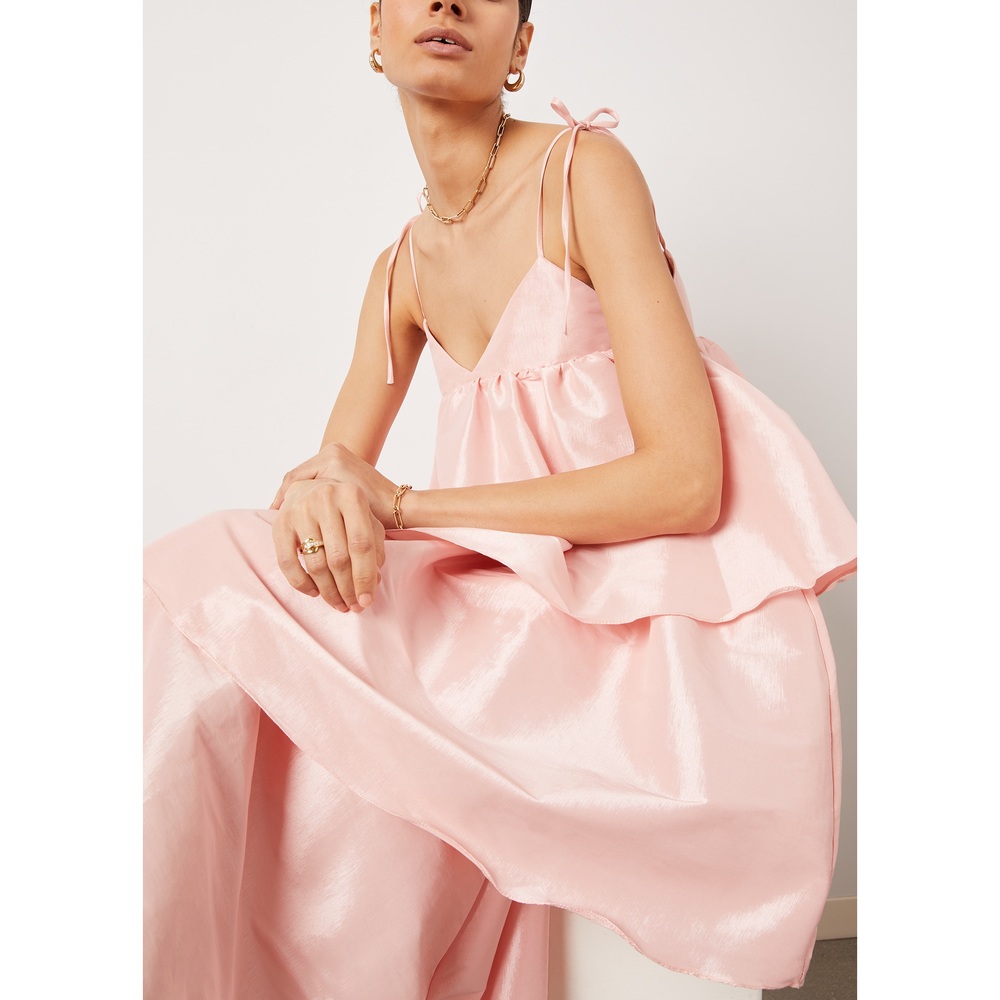 Kika Vargas Liere Dress In Pale Pink Taffeta, Medium