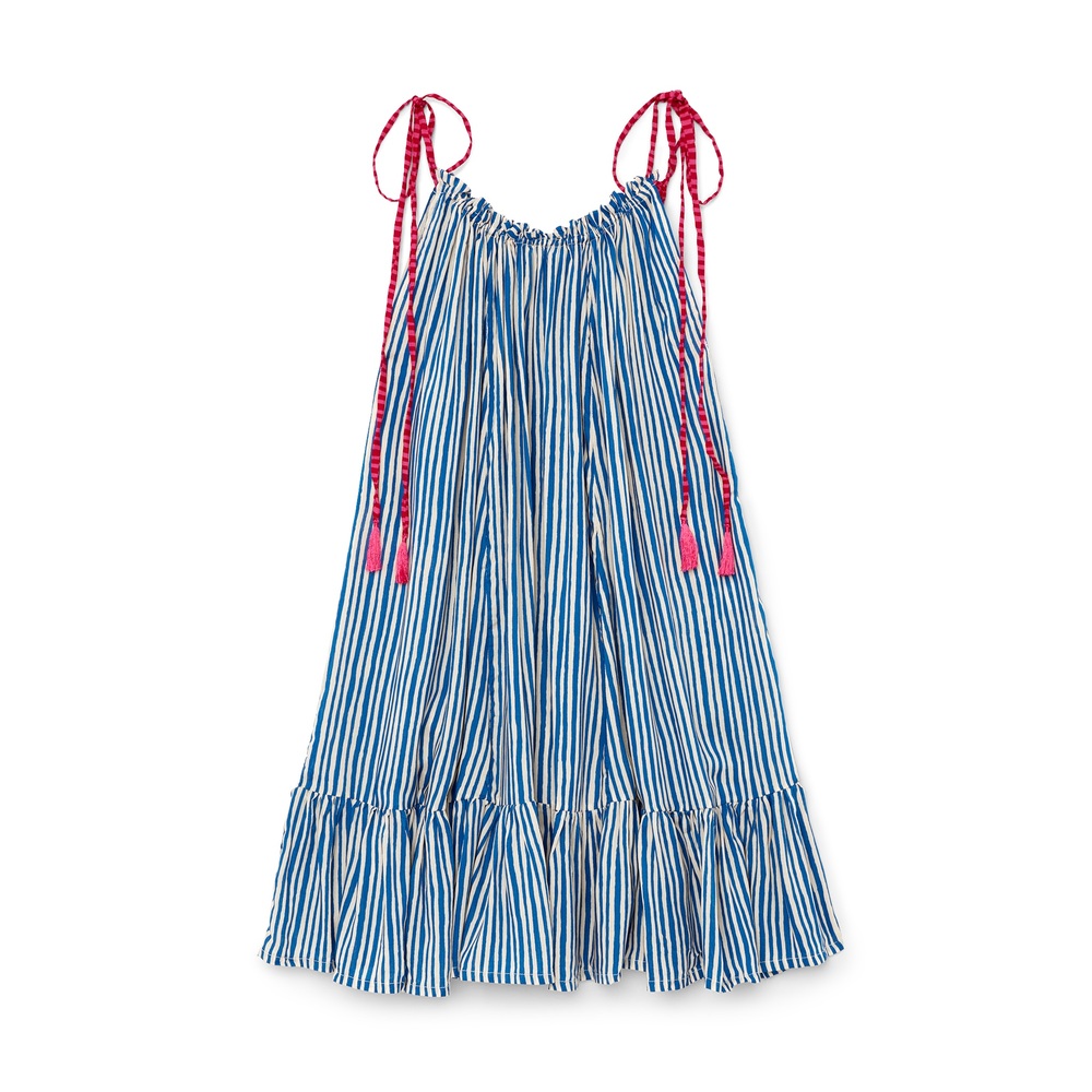 Natalie Martin Jerusha Minidress In Painted Stripe Deep Blue, Small