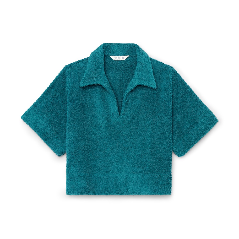 Simone Fan The Cropped Polo In Jade, X-Small
