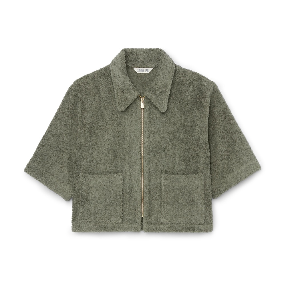 Simone Fan The Cropped Jacket In Olive, Small/Medium