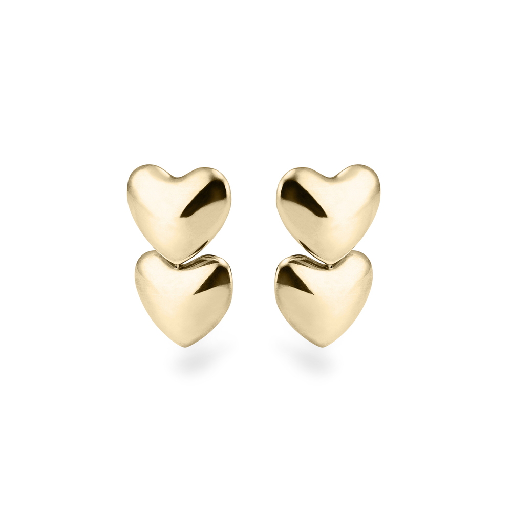 Annika Inez Dual Voluptuous Heart Earrings In Gold