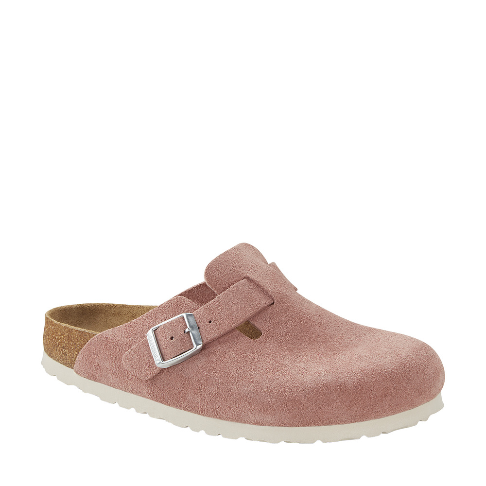 Birkenstock Boston Soft Footbed Sandal In Suede/Pink Clay, Size IT 39