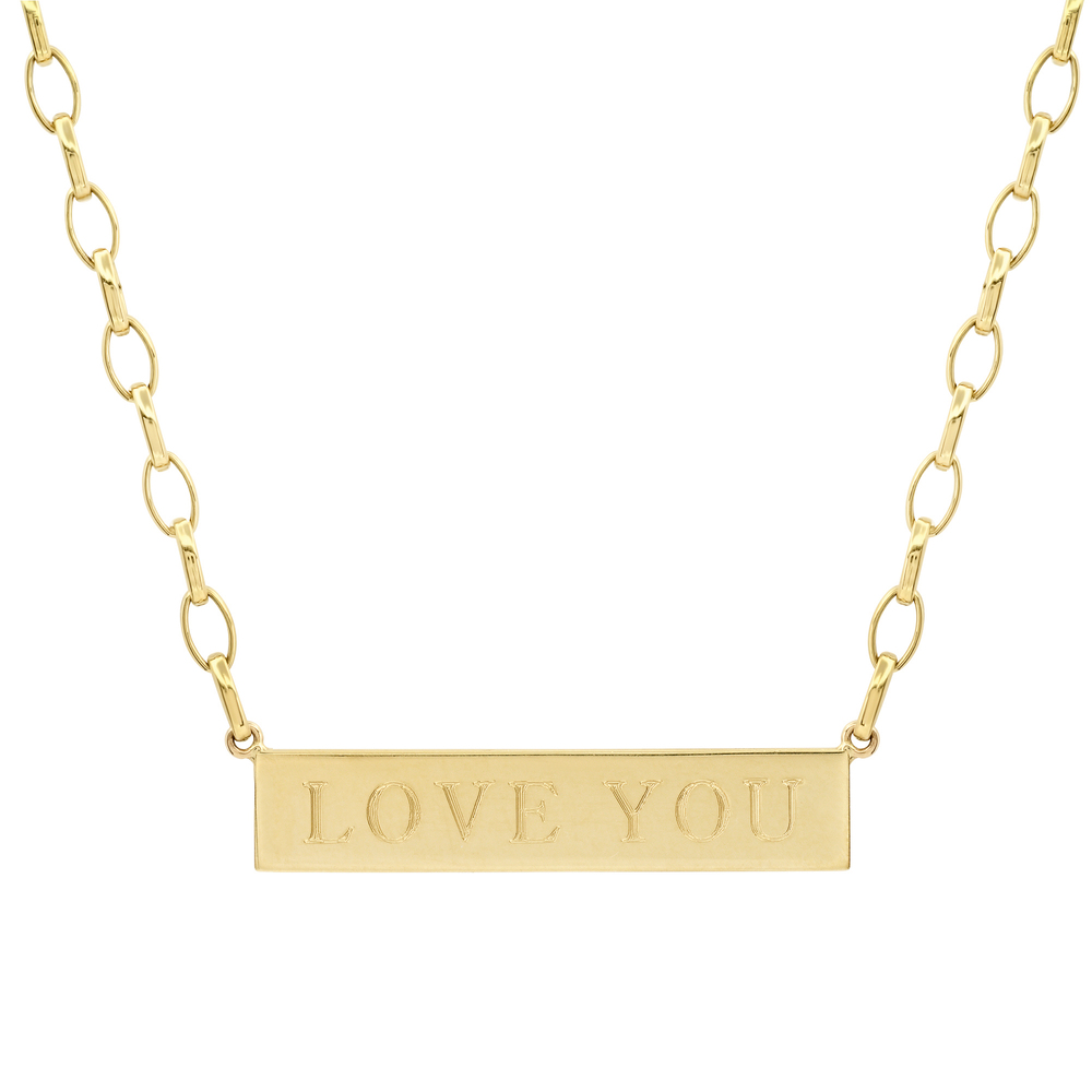 Jennifer Meyer Edith Link Nameplate Necklace In 18K Yellow Gold