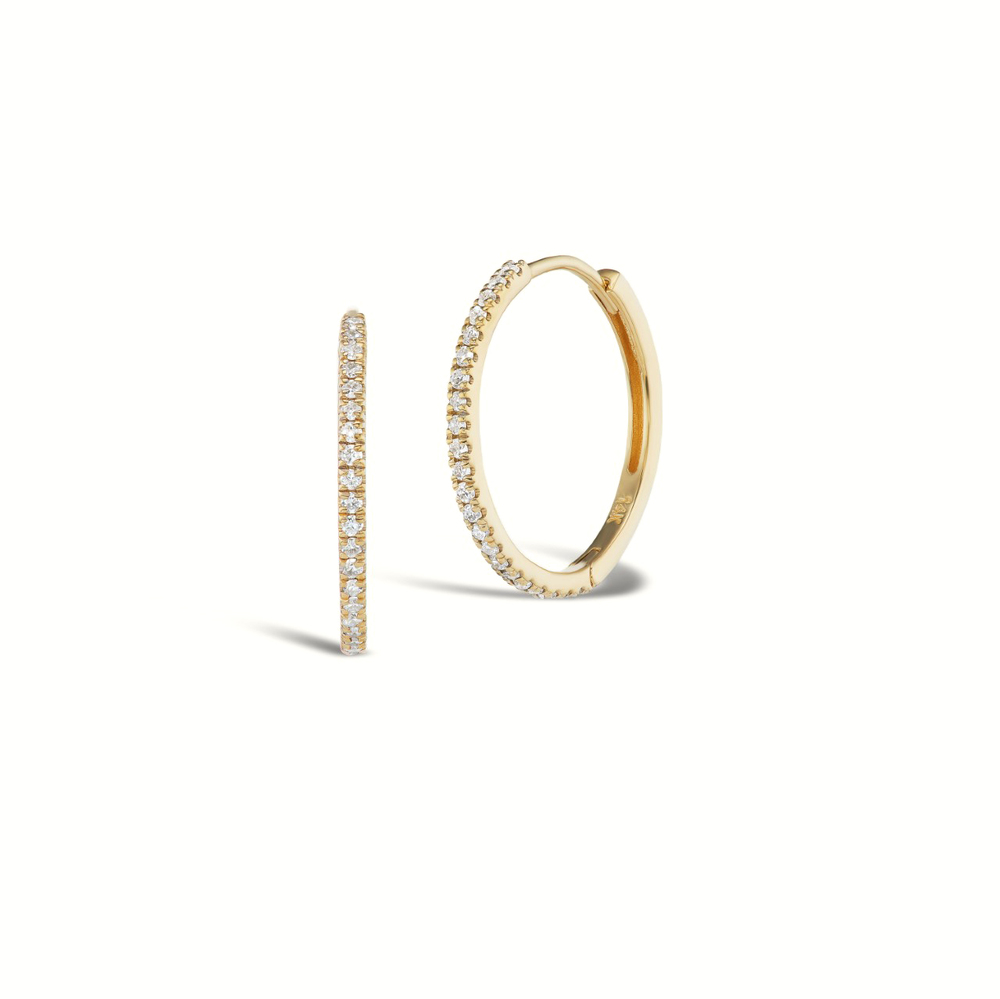 Sophie Ratner 15mm Pavé Huggies Earring In 14k Yellow Gold,white Diamond