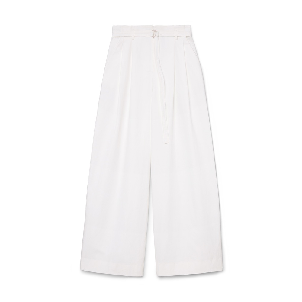 G. Label By Goop Brunswick High-Waisted Pleated Pants In White, Size 10