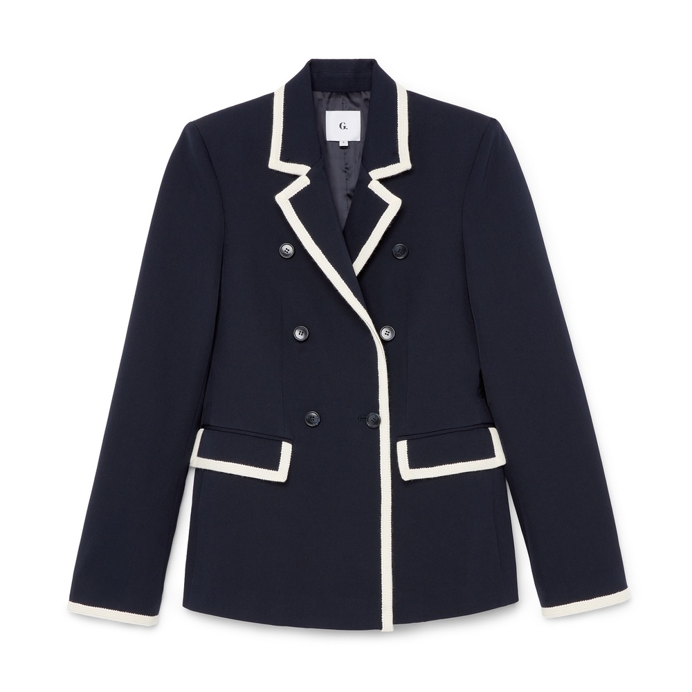 G. Label By Goop Krentzman Tipped Jacket In Navy/Ivory, Size 4