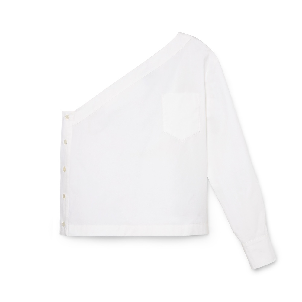 G. Label By Goop Knight One-Shoulder Shirt In White, Size 14