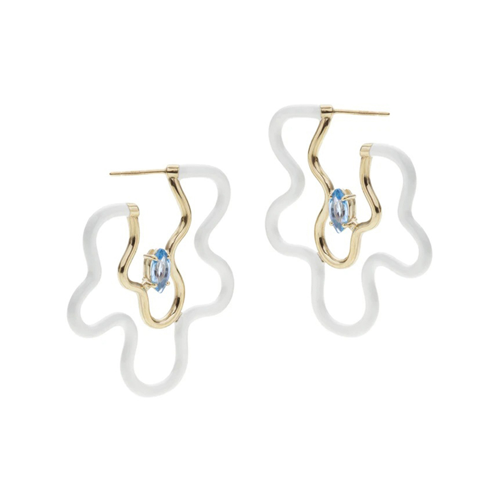 Bea Bongiasca Flower Power Hoops Earring In 9k Yellow Gold