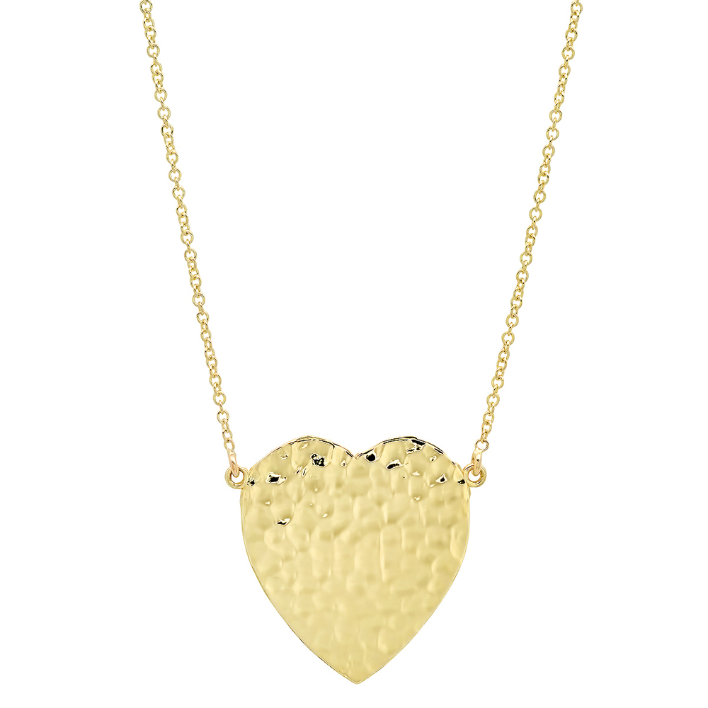 Shop Jennifer Meyer Hammered Heart Necklace In 18k Yellow Gold