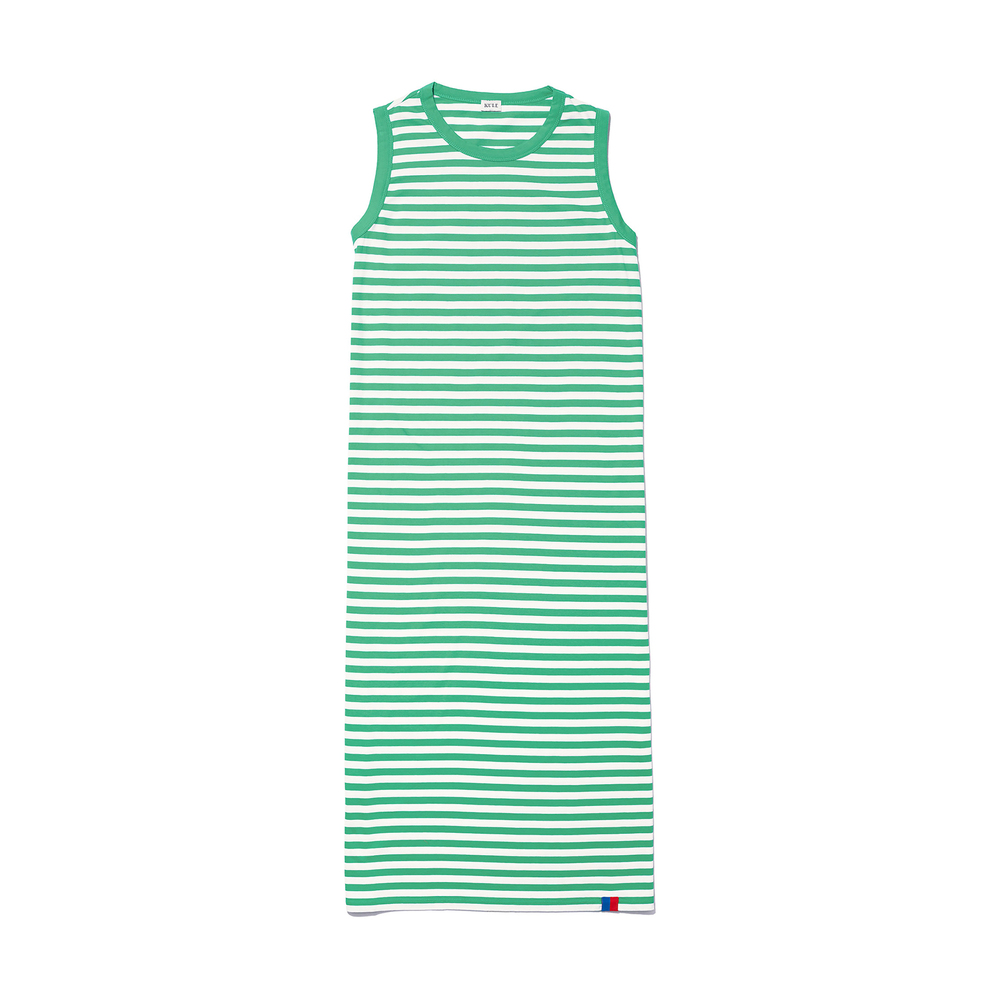 Kule The Tank Sleeveless Cotton Stripe Maxi Dress In Green/white