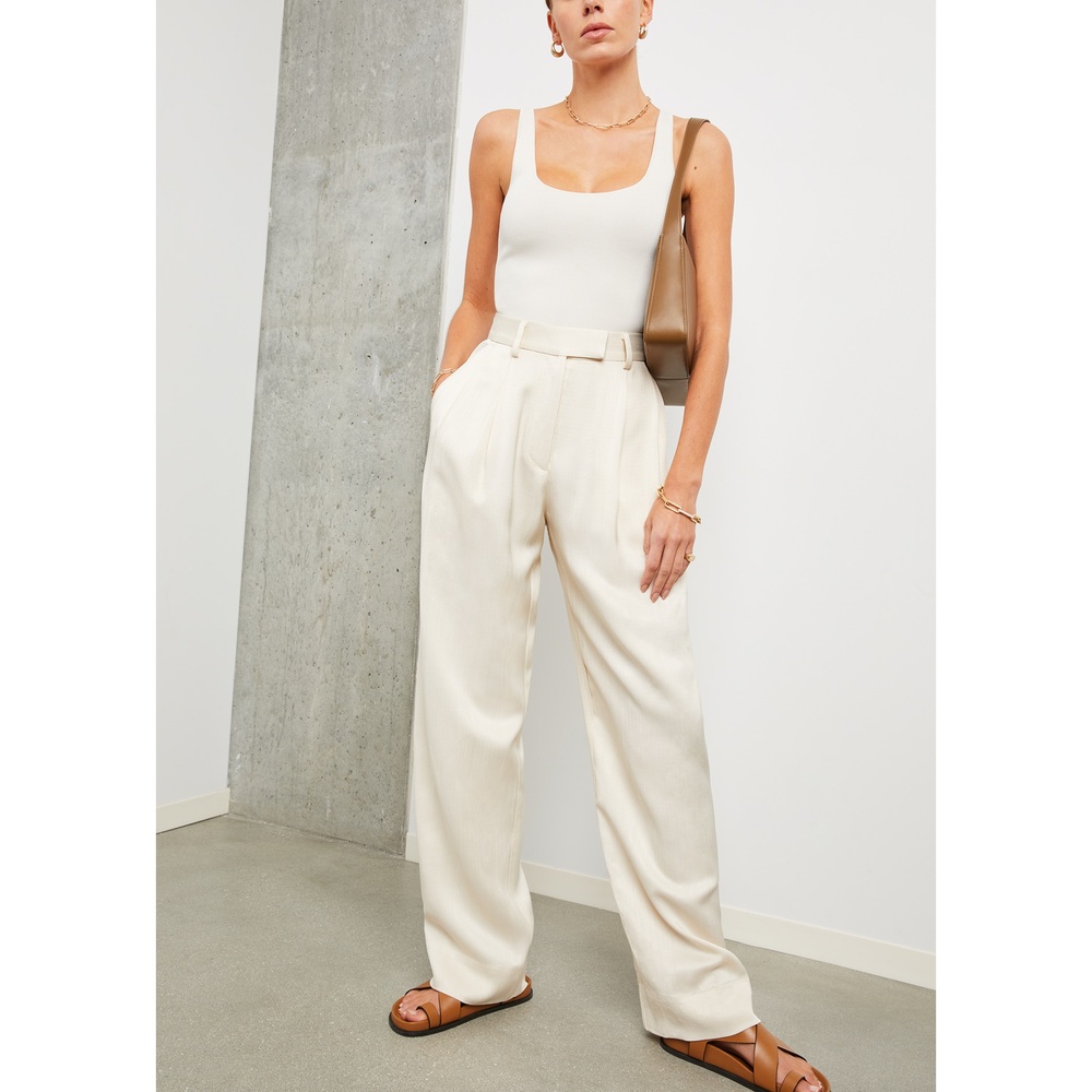 ESSE Twills Tailored Trousers In Crema, Size AU12