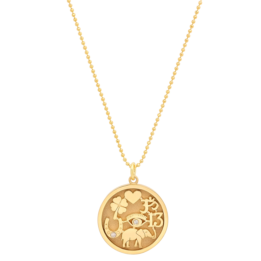 Jennifer Meyer Good Luck Necklace In 18k Yellow Gold,diamond
