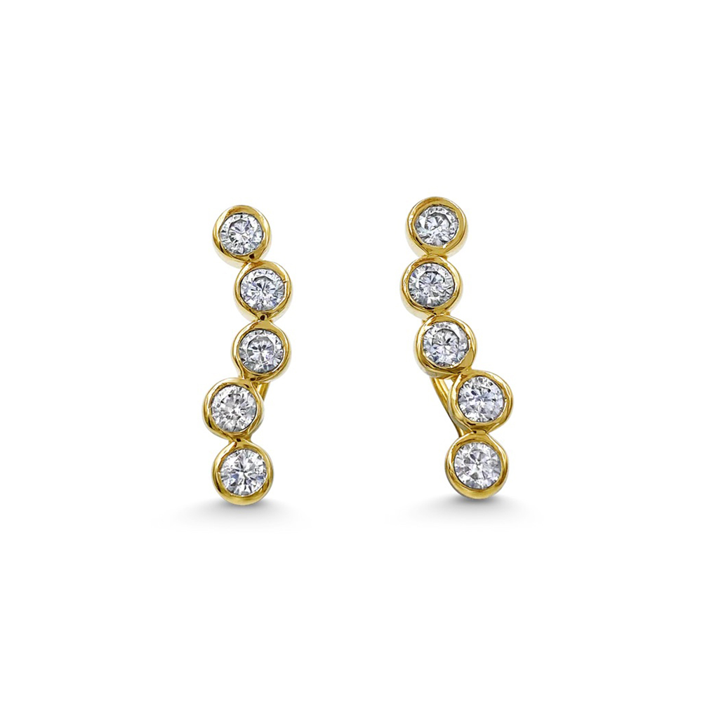 Daphine Lu Earrings In 18ct Gold Plated Brass,zircon