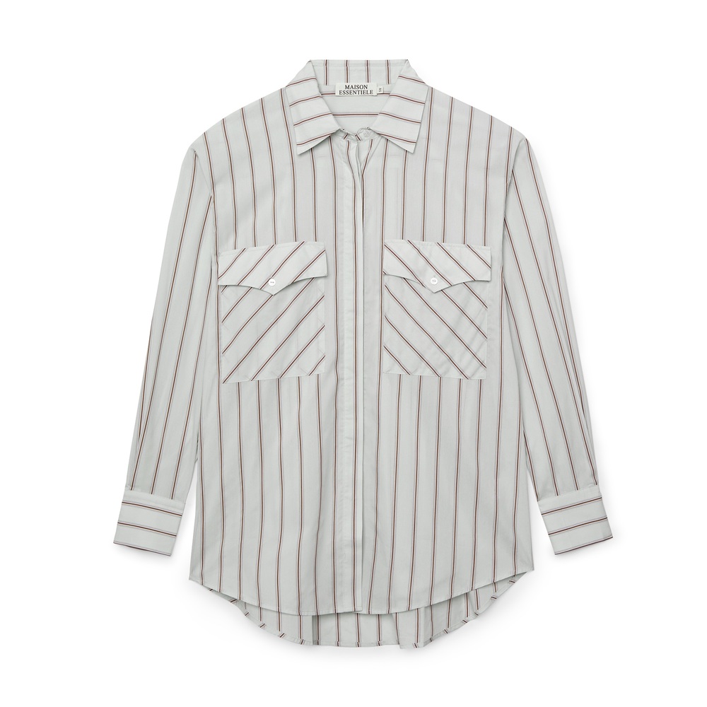 Maison Essentiele Weekender Long-Sleeve Shirt In Stripe-003, Small/Medium