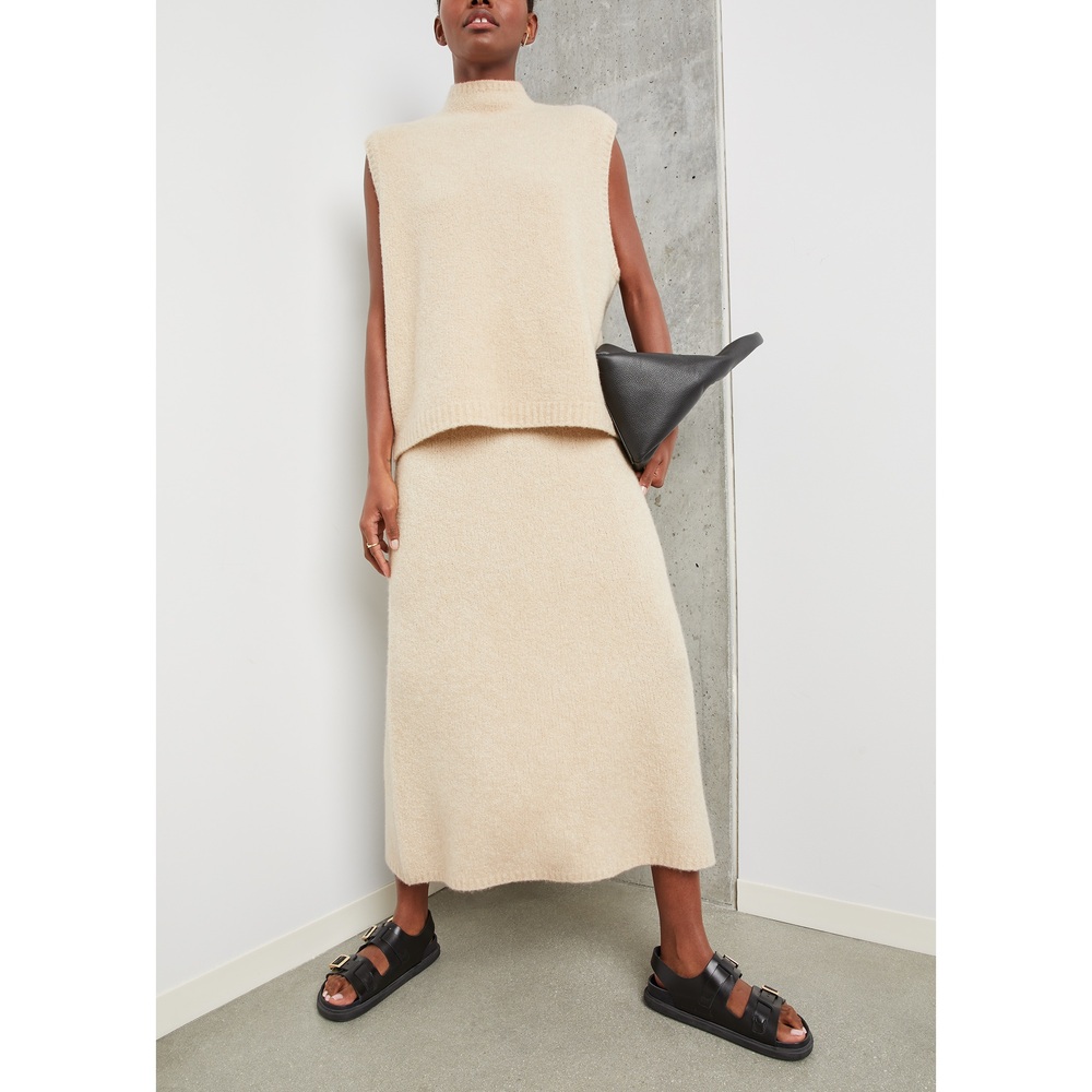 Lisa Yang Kael Skirt In Sand Bouclè, Size 0