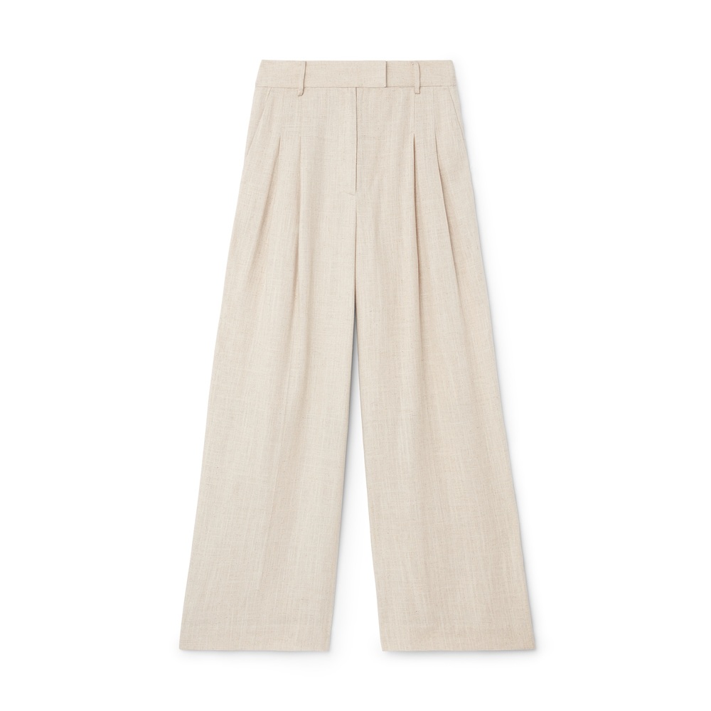 By Malene Birger Cymbaria Wide-leg Pleated Pants In Undyed