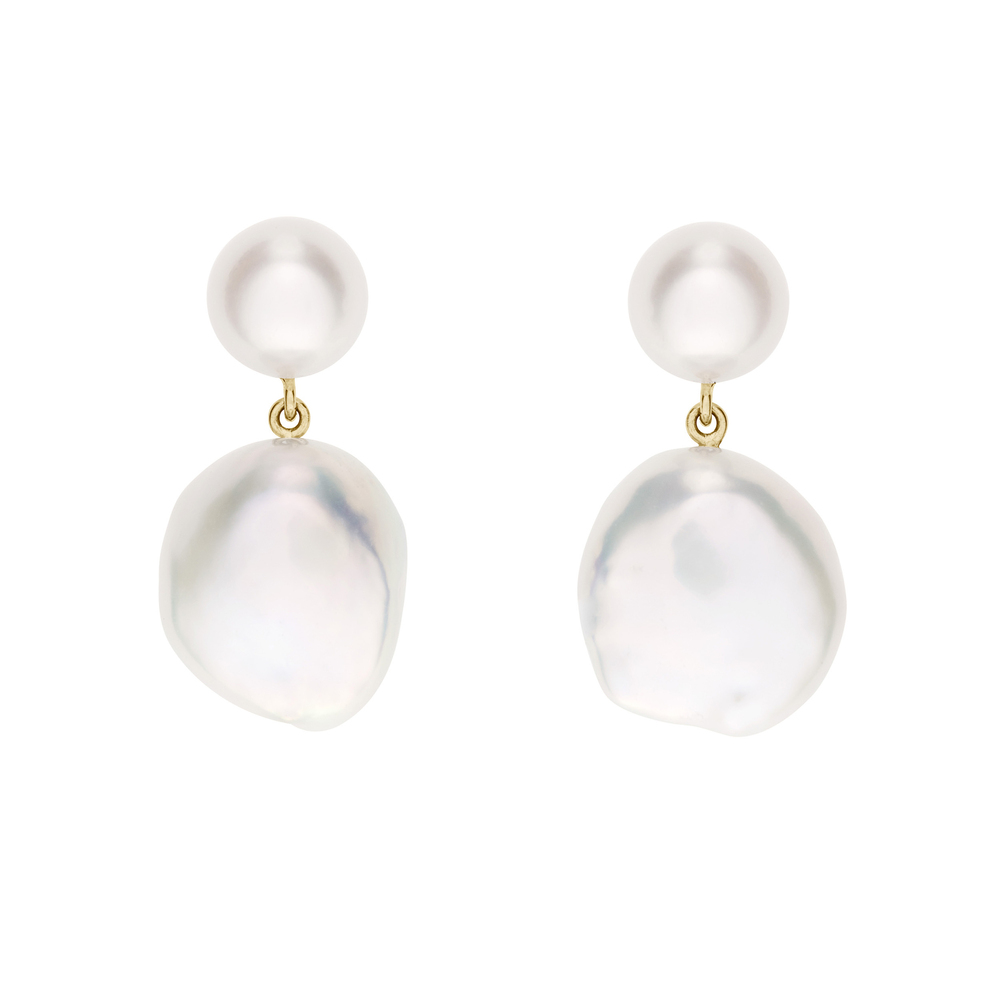 Sophie Bille Brahe Venus Blanc Earrings In 14k Recycled Yg,freshwater Pearl & Baroque