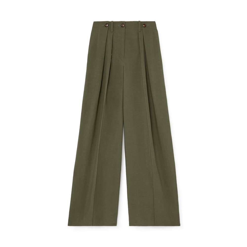 G. Label By Goop Gazzillo Wraparound Pleated Trousers In Olive, Size 14