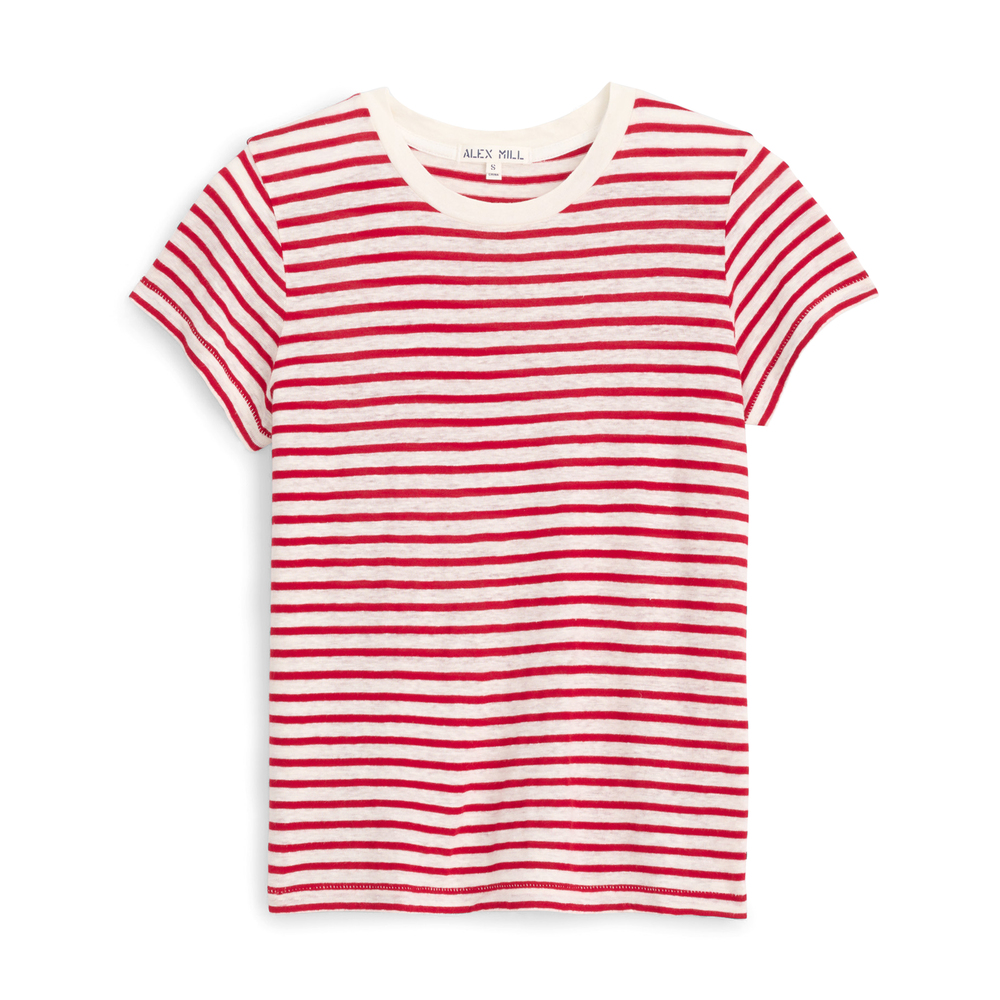Alex Mill Prospect Striped Linen-blend Jersey T-shirt In Red,white Stripe