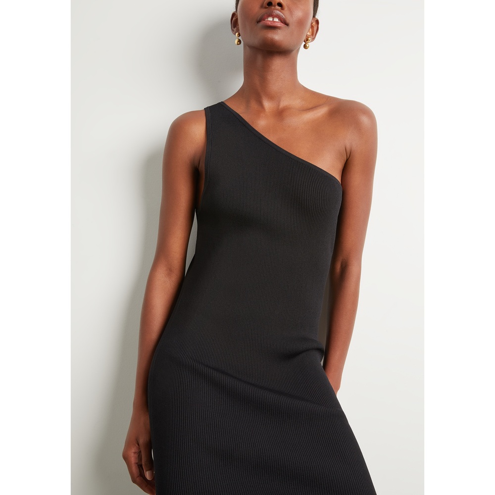 Toteme One-Shoulder Ribbed Dress In Black, Small