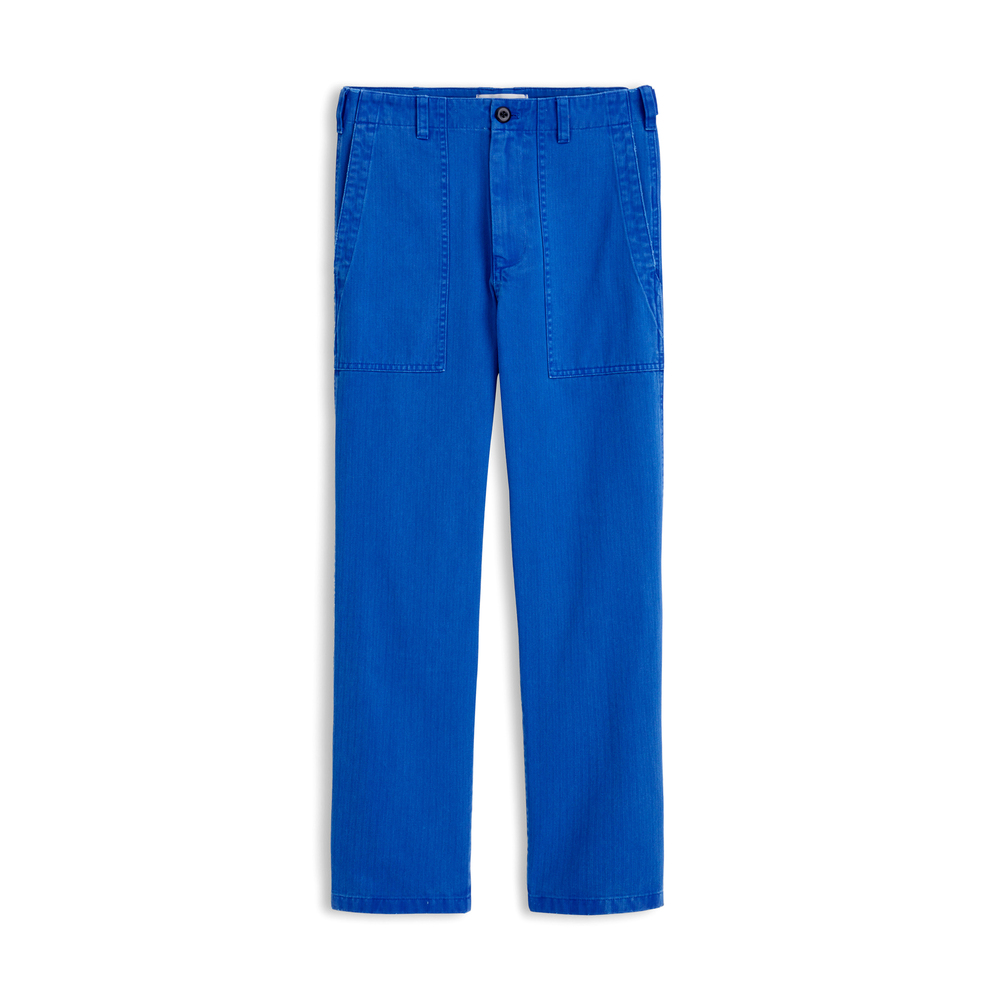 Alex Mill Neil Herringbone High Waist Straight Leg Utility Pants In Nautical Blue