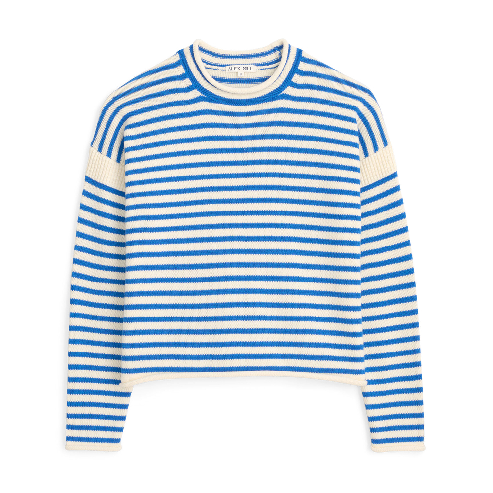 Alex Mill Mariner Stripe Sweater In Ivory,ultramarine