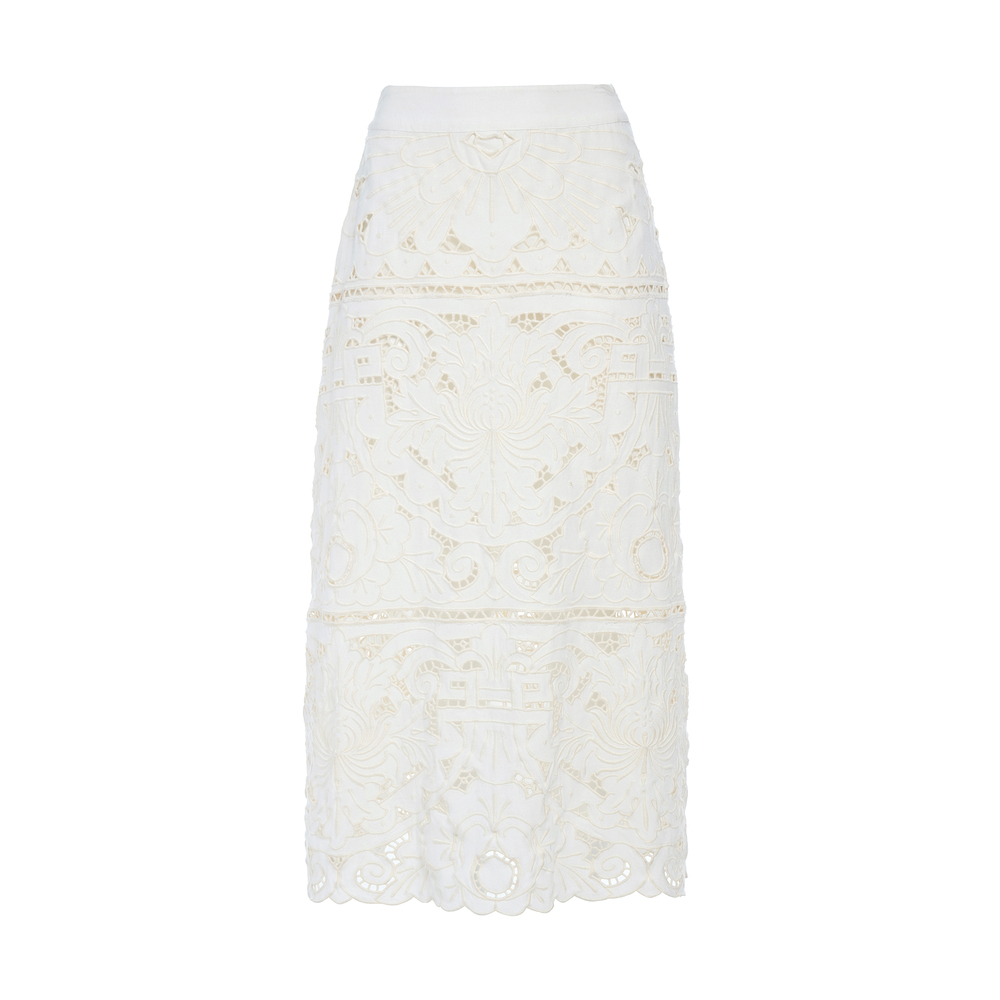 Sea Blaire Eyelet Skirt In White, Size 6