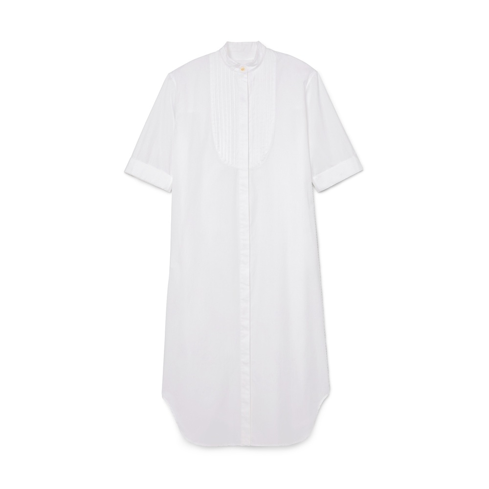 Maria McManus Banded-Collar Dress In White, Medium