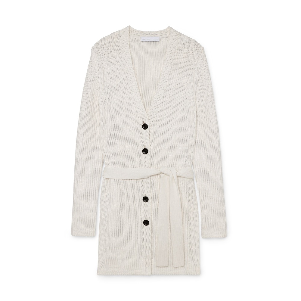 Proenza Schouler White Label Ribbed Cotton Relaxed Cardigan In Off White, X-Small